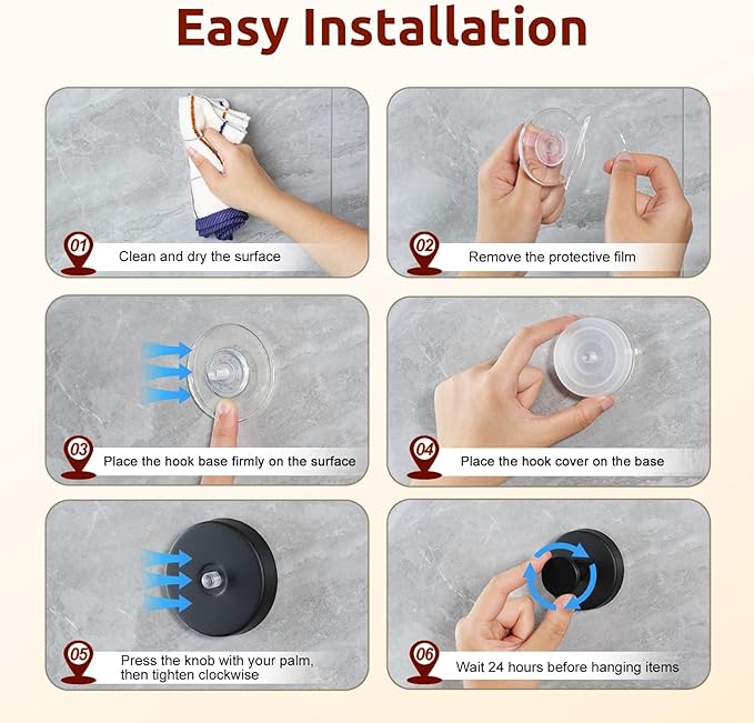 4 Packs Suction Cup Hooks for Shower, Heavy-Duty Wreath Hangers for Front Door, No Drill Glass Door Wreath Hanger Hook No Damage for Walls Bathroom Kitchen Window Mirror Tiles Towel Coat Robe Loofah