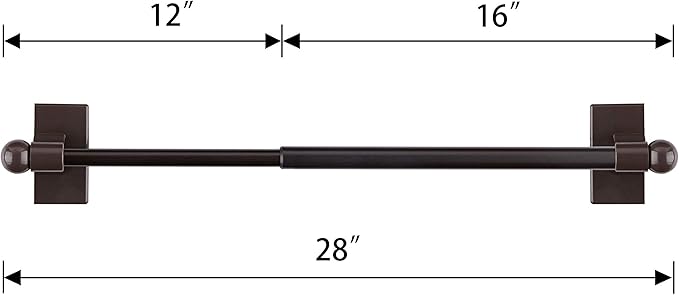WL.Rocaille Magnetic No Drill Curtain Rods for Metal Doors Multi-Use Rods for Iron Steel Places, Magnetic Towel Bar for Refrigerator(2 Pack, Adjust from 16 to 28 Inch, Brown)