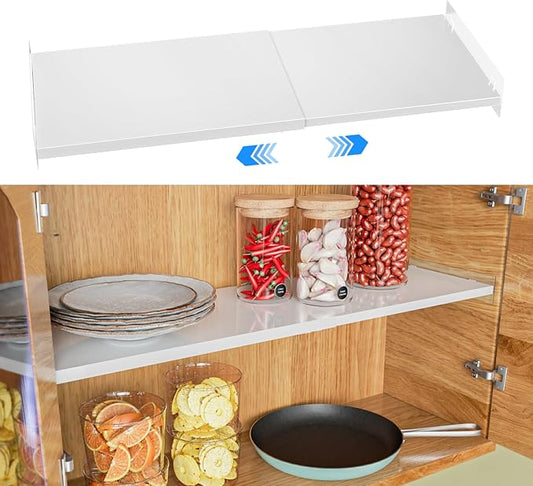 Large Adjustable Closet Storage Shelf, 15.8'' Width Expandable Wardrobe Shelf Storage Rack DIY Divider RV Separator for Cabinet Pantry