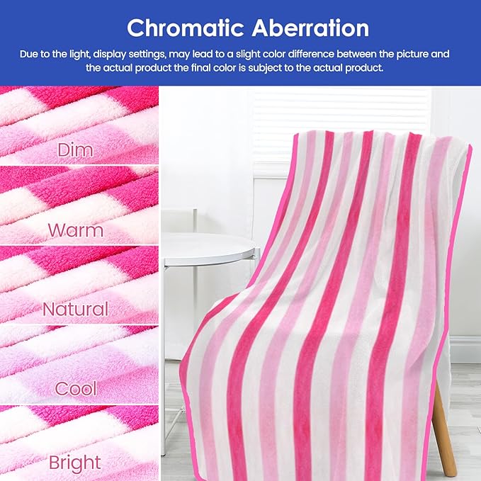 Microfiber Bath Towels Set of 4, Large Bathroom Towel for Adult, 30" x 60", Soft, Super Absorbent & Fast Drying, Use for Shower, Sauna, Sport, Fitness, Yoga, Cabana Stripe Pink