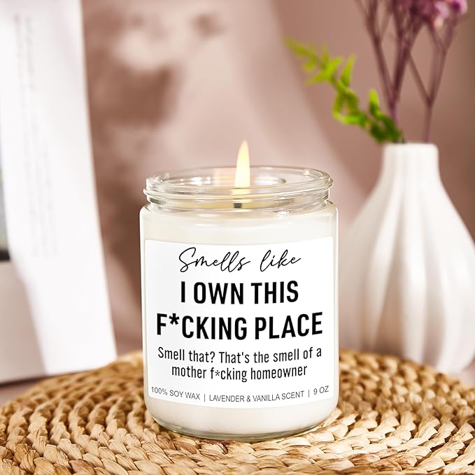 Funny Scented Candle, House Warming Gifts New Home, Housewarming Gifts for Women, Men, Couple, New Homeowner - First Apartment Essentials - Closing Presents for Home Buyers - 9 oz