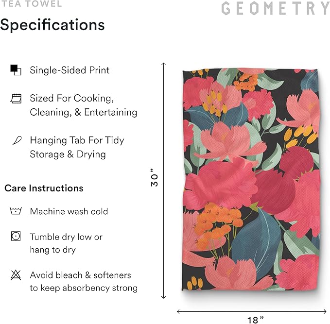 Kitchen Tea Towels - Quick Dry Microfiber Dish Towels for Kitchen Roses for You, 18" x 30" 2-Pack