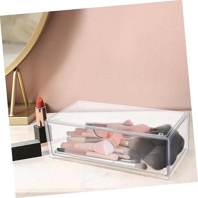 3pcs Acrylic Makeup Organizer Storage Box Lid Lipstick Holder Vanity Desk Small Compartment Ball