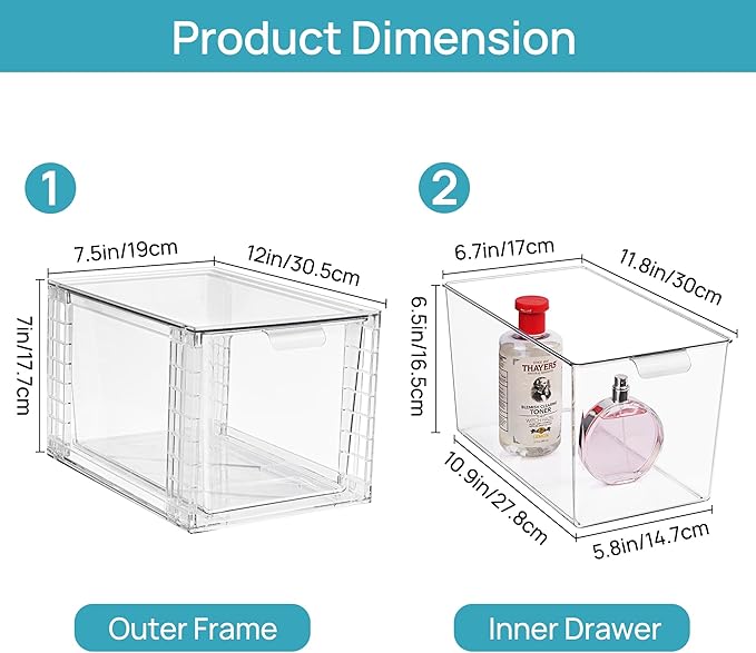 Vtopmart 4 Pack Stackable Makeup Organizer Storage Drawers Set