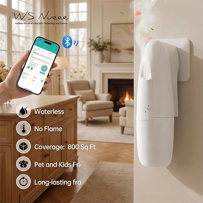 Plug in No Water Need Scent Diffuser,Coverage up to 500 SqFt Waterless Essential Oil Diffuser -in Cold Air Aroma Diffuser, Home Scenting for Office & Bedroom, Easy Waterless Diffuser