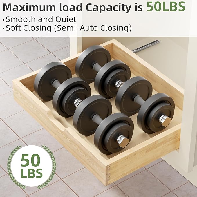 Pull Out Drawers for Cabinets, 25½” W x 21” D Soft Close Slide Out Drawers for Kitchen Cabinets, Cabinet Pull Out Shelves Requires At Least 26.5” Cabinet Opening