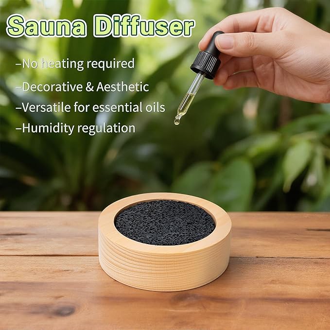 3 Pcs Lava Rock Essential Oil Diffusers -1 Lava Stone Passive Diffuser with Wood Bottom and 2 Wooden Car Diffusers, Passive Diffuser for Home, Office, Bedroom, Bathroom, Sauna Room, Car Air Freshener