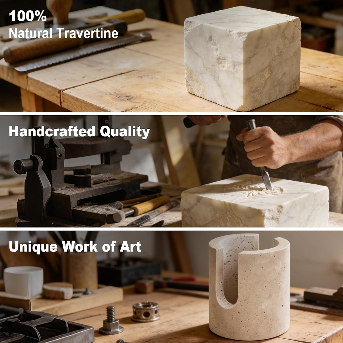 Natural Travertine Sponge Holder for Kitchen Sink Counter w A Plant-Based Kitchen Sponge, Fast Drying, Durable, Compact, Wabi-Sabi & Unique Sponge Caddy, Sink Organizer, Beige Travertine Decor
