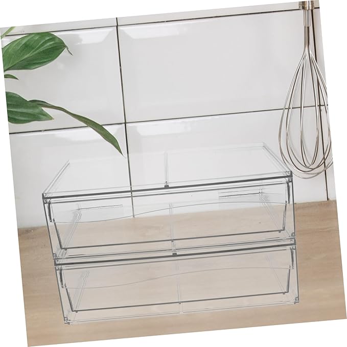 2pcs Acrylic Makeup Storage Organizer Stackable Space-saving Desktop Storage for Cosmetics and Accessories for Neat and Orderly Vanity Bathroom Use