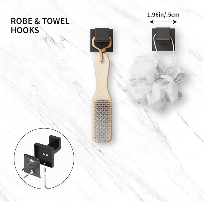 Bathroom Hardware Set Matte Black 10-Pieces Bathroom Towel Rack SUS304 Stainless Steel Bath Towel Bar Set, Towel Racks Wall Mounted.