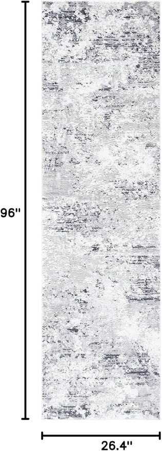 SAFAVIEH Amelia Collection Runner Rug - 2'2" x 8', Grey & Ivory, Modern Abstract Design, Non-Shedding & Easy Care, Ideal for High Traffic Areas in Living Room, Bedroom (ALA705G)