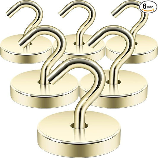 Neosmuk Magnetic Hooks, Cruise Ship Essentials, 120lb+ Heavy Duty Magnetic Hooks for Cruise Cabins, Refrigerator, Grill, Hanging, and Travel | Extra Strong Must-Haves Magnet Hook,Gold