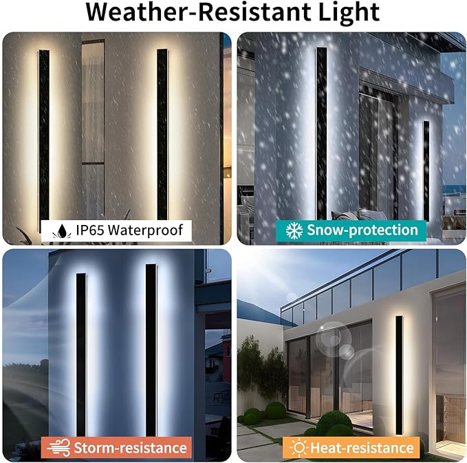 Mikeru 70.8inch Long LED Wall Light, 3000k-6000k Three Colors Switchable Modern Outdoor Wall Light Fixtures Acrylic Invisible Exterior Light for Porch Outdoor Wall Mount Lighting for House