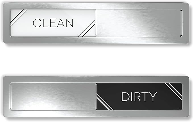 Stainless Steel Clean Dirty Magnet for Dishwasher, Magnetic Dishwasher Clean Dirty Sign with Protective Backing & Adhesives, Kitchen Accessories Decor, Premium Dirty Clean Dishwasher Magnet