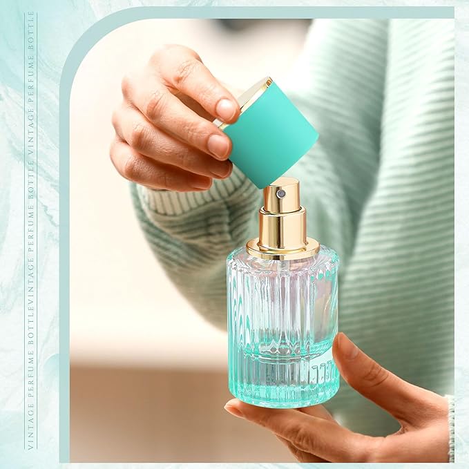6 Pcs 30/50/100ml Empty Glass Perfume Bottles Bulk Pack for Perfume Makers Refillable Atomizer Cologne Bottles DIY Vintage Fragrance Packaging Glass Bottling Supplies (Assorted Colors,30 ml)
