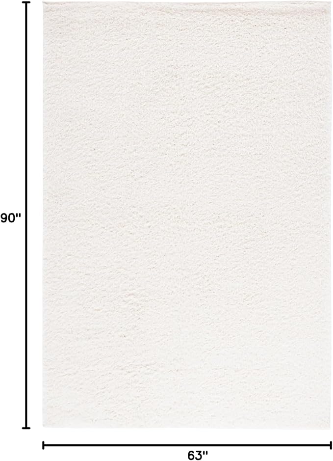 SAFAVIEH Lindsay Shag Collection Area Rug - 5'3" x 7'6", Ivory, Solid Design, Plush 1.8-inch Thick, Ideal for High Traffic Areas in Living Room, Bedroom, Dining Room (LNS560A-5)