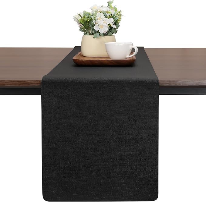 Table Runner 55 Inches - Faux Leather Waterproof Farmhouse Table Runner