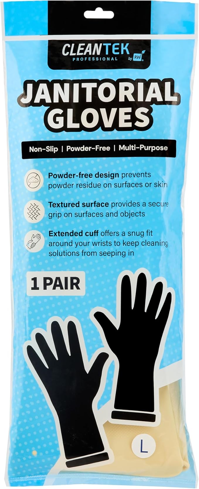 Clean Tek Professional 22 Mil Large Cleaning Gloves, 10 Pairs Of Long Cuff Gloves - No-Slip Grip, No-Powder, Yellow Latex Gloves For Kitchen Cleaning, Ideal For Washing Dishes