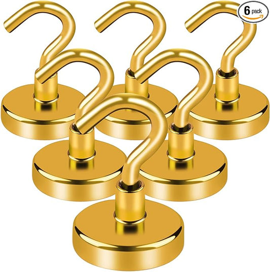 LOVIMAG Cruise Must Haves, 85Lb Magnet Hooks, Cruise Magnets for Door, Yellow Cruise Door Magnets, Magnetic Hooks for Hanging-6Pack