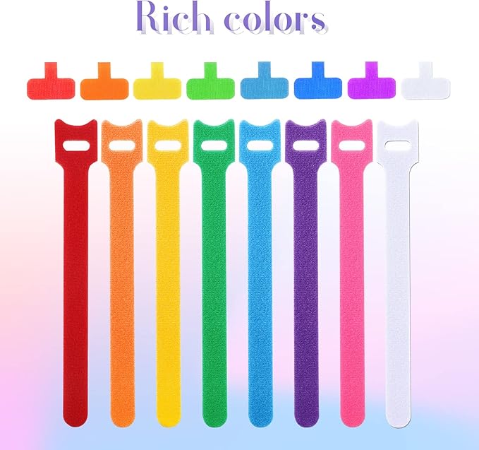 TaoBary 48 Pcs Multicolor Cable Labels and Reusable Fastening Cable Ties Sets, 24 Pack Cord Labels Wire Labels 24 Pcs Fastening Cable Ties Cord Organizer for Cord Management Home Supplies Office