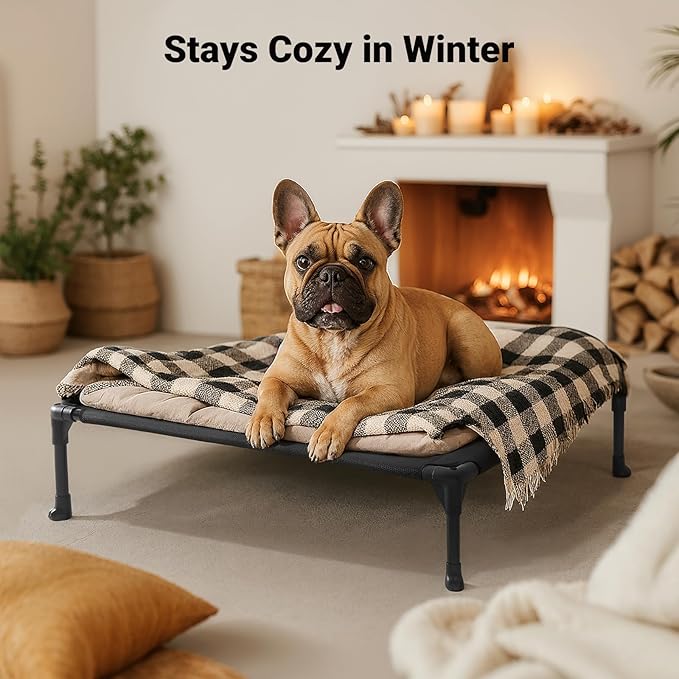 Veehoo Cooling Elevated Dog Bed, Portable Raised Pet Cot with Washable & Breathable Mesh, No-Slip Feet Durable Dog Cots Bed for Indoor & Outdoor Use, Medium, CWC1803-M