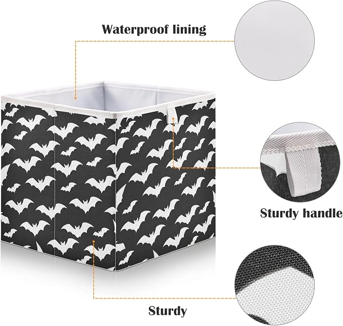 Bolaz Bat Pattern Closet Organizers Storage Cubes Storage Bins Shelf Baskets Containers for Home Room Office,Rectangle
