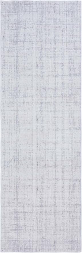 SAFAVIEH Washable Rug Tacoma Collection - 2'6" x 6' Runner, Light Grey & Grey, Slip Resistant & Easy to Clean, Ideal for Hallway, Foyer, Entryway, Bedroom (TAC857F)