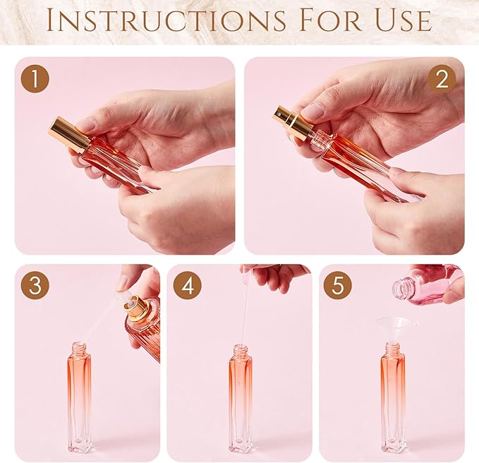 Domensi 40 Pcs 10/15/20/30 ml Perfume Travel Refillable Bottles Glass Spray Bottle Perfume Atomizer for Cologne Dispenser Leak-proof Fragrance Bottles Atomizer Pump Kit (10 ml,Light Colors)