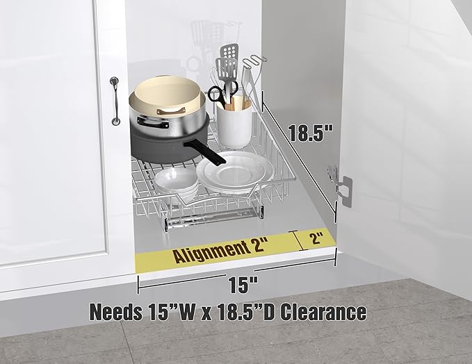 Simple Houseware Under Cabinet Pull Out Sliding Shelf Drawer Organizer, 17" D x 13" W
