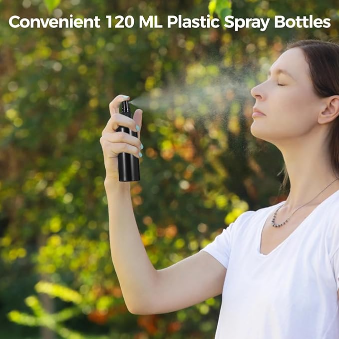 ZALIR 90 Pcs 4 oz Plastic Spray Bottles - 120 ML Travel Size, Fine Mist Sprayers, Ideal for Perfumes, Cosmetics, Cleaning Solutions, and More, Black
