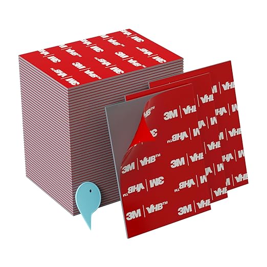 3M VHB Double Sided Tape 50Pcs, 2.44 x 1.77 Inch Heavy Duty Waterproof Mounting Tape for Walls, Car, Home, Outdoor and Office (50)