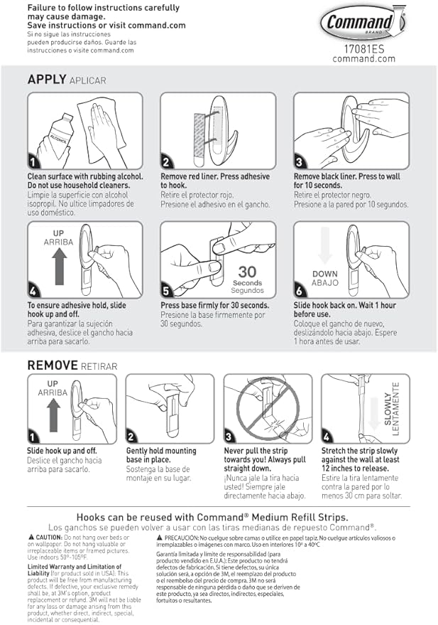 Command Medium Designer Hooks, 6 Hooks and 12 Strips, Damage-Free Hanging Wall Hook with Adhesive Strips, No Tools Great for Hanging, Organization and Storage, Holds up to 3 lb