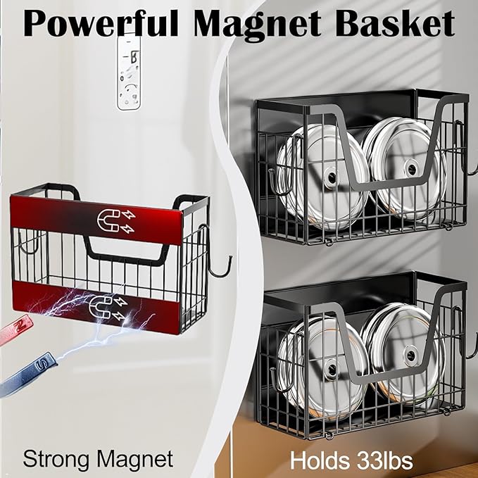 Magnetic Shelf Basket for Refrigerator,Fridge Magnet Shelf Organizer,Side of Fridge Storage Bin,No Assembly Space Saving for Fruits,Veggies,Snacks-1 Pack