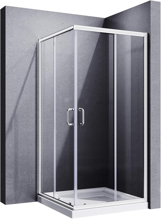 ELEGANT Corner Shower Enclosure For Bathroom 36 in.D x 36 in. W x 72 in. H, Double Sliding Shower Door with 1/4 in. Clear Glass, Chrome Finish (Shower Base Not Included)