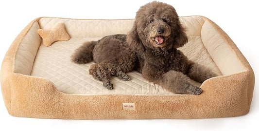 Self-Warming Orthopedic Dog Bed for Extra Large Dogs - Memory Foam for Joint Pain & Arthritis, XL Pet Bed w/Washable Removable Cover & Waterproof Liner, XXL Dog Sofa w/Raised Bolster & Non-Slip Base
