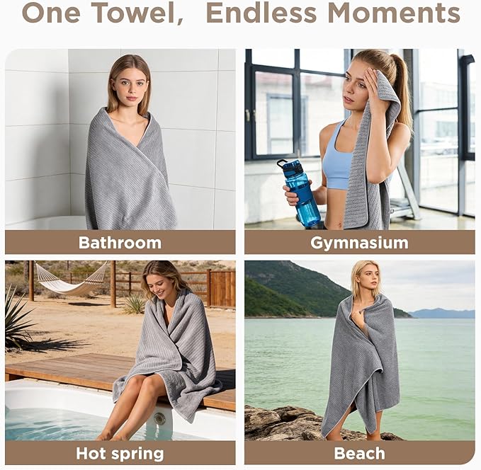 Oversized Bath Towels 8 Piece Towel Set, 2 Extra Large Bath Sheets, 2 Hand, 4 Washcloths, Luxury Soft Super Absorbent Thick Shower Towels for Bathroom, Spa & Hotel, Quick Dry, Electric Blue