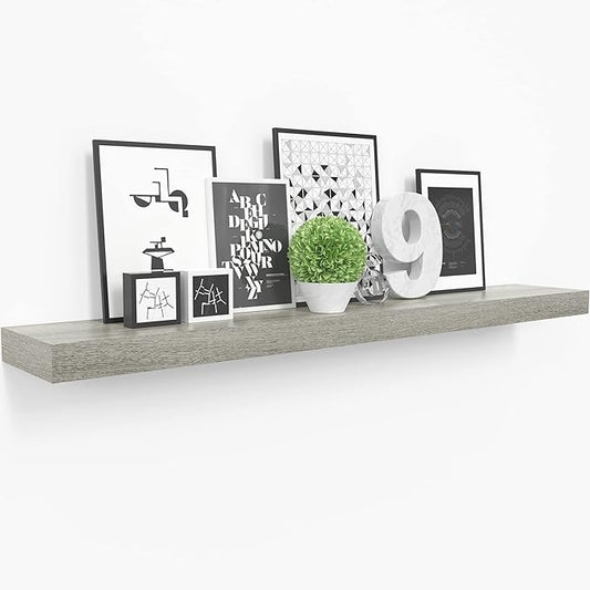 Ballucci Floating Shelf, 36" Wood Wall Shelf with Invisible Brackets for Bathroom, Living Room, Bedroom, Kitchen, Nursery, 6" Deep, Rustic Gray