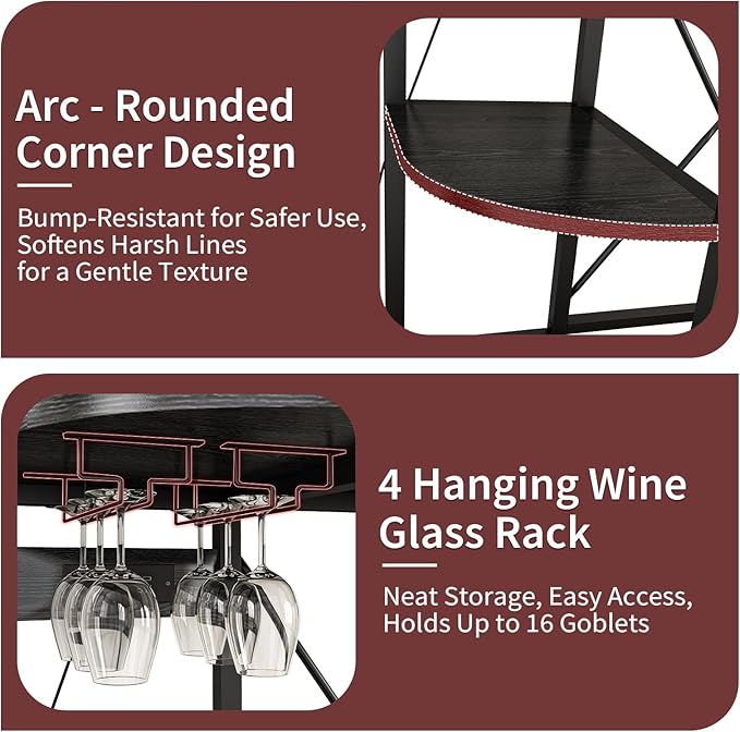 Mini Fridge Stand with Power Outlet and Led Light,Microwave Stand with Storage,Mini Fridge Cabinet with Wine Rack,Bar Cabinet with Fridge Suitable for Kitchen,Dining Room,Living Room,Black