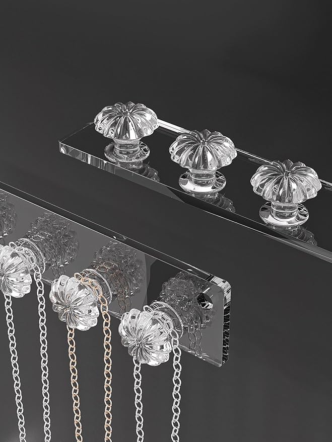 Wall Mounted Hanging Necklace Organizer Holder,Small Necklace Hanger Wall Mount,Acrylic Jewelry Hooks Storage Long Necklace,Closet Hanging Bracelet Display Stand (4)
