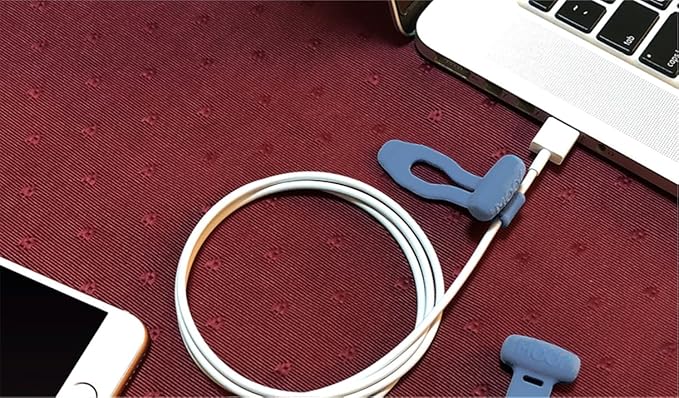 MOOY CLINGMAN Cable Organizer, Cable Management Cable Ties, Reusable, Silicone Rubber, Set of 3, Colorful, Super Stretchable, Never Get Lost, (Dusk Blue)
