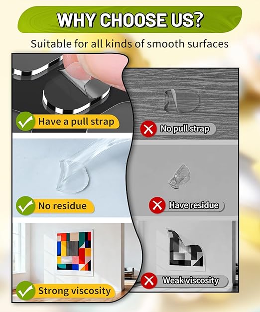 Upgraded Large Mounting Putty No Residue with Pull Tab, Double Sided Tape Adhesive Dots Clear Museum Sticky Tack, Picture Hanging Strips Fixed Decor Art Craft Party, 0.39 x 0.78 in (252 Pcs)