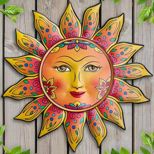 Metal Sun Wall Decor - Sun Flower Wall Art Decoration,Hanging Decoration for Home Garden Farmhouse Yard Patio Fence Living Room Bedroom