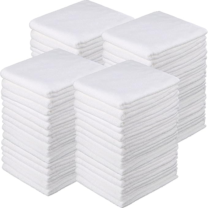 40 Pack Bleach Proof Towels Microfiber Absorbent Resistant Hair Hand Towels Bulk Quick Dry for Barber Gym Bath Spa Shaving (White,16 x 29 Inch)