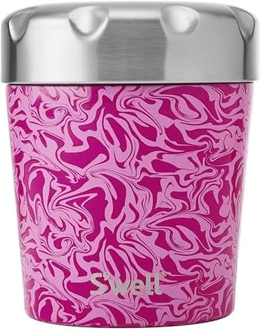 S'well Stainless Steel Ice Cream Chiller, 16oz, Strawberry Swirl, Triple Layered Vacuum Insulated Container Keeps Ice Cream Frozen For Up To Four Hours, BPA Free