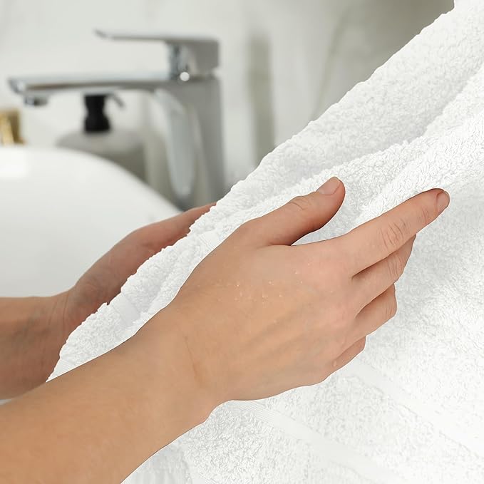 100% Cotton Hand Towels for Bathroom – Soft & Absorbent Towel Set– Pack of 6 Small Towel (34x20in) – Quick Dry Luxury Cotton Hand Towels – White