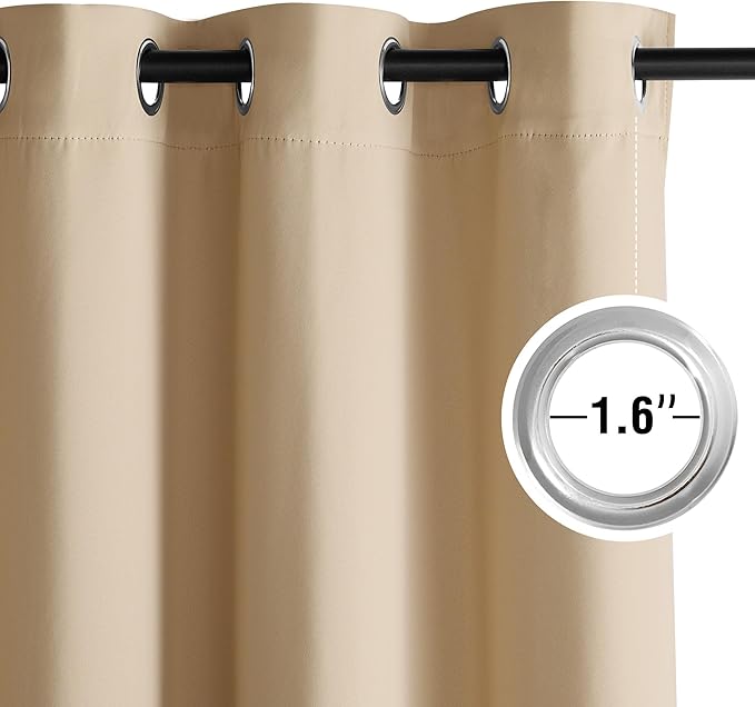 NICETOWN Room Darkening Draperies Curtains Panels, 2 Panels Biscotti Beige W52 x L102