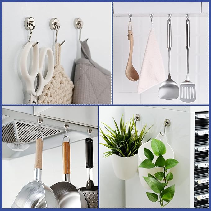 E BAVITE Swivel Swing Magnetic Hook New Upgraded, 30LB（20pack） Refrigerator Magnetic Hooks,Strong Neodymium Magnet Hook, Perfect for Refrigerator and Other Magnetic Surfaces, 60mm(2.36In) in Length