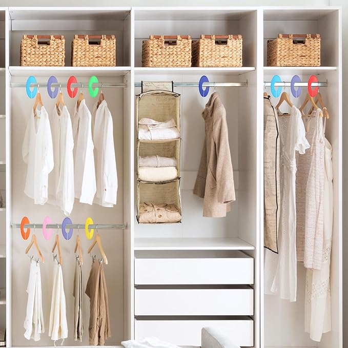 uxcell Clothes Dividers,20 Pack Round Closet Rack Dividers Clothing Rack Size Dividers Blank Labels with Marker Pen Writable & Reusable for Hanging Clothes Sorting Size, White