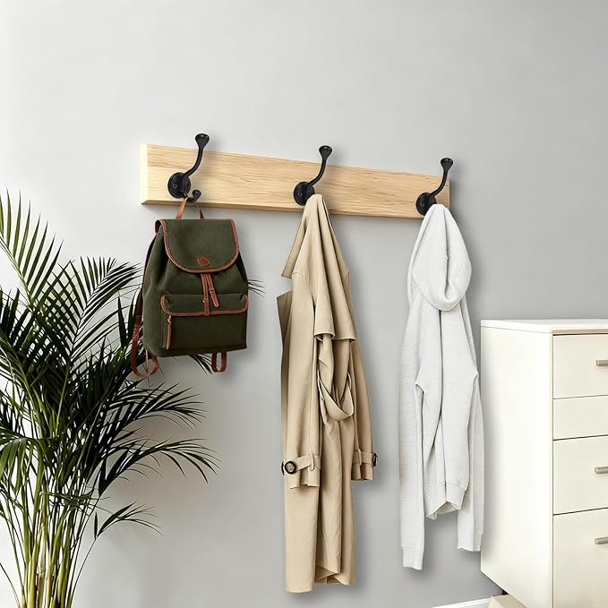 10 Pack Wall Hooks for Hanging, Heavy Duty Coat Hook Wall Mount, Easy to Install Metal Closet Hooks, Apply to Bathrooms, Bedrooms, Living Rooms, Entrances (Black)