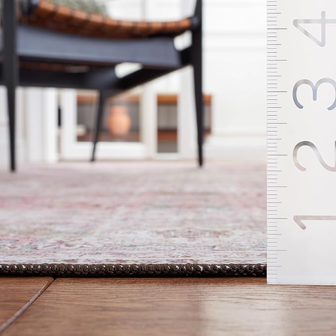 SAFAVIEH Washable Rug Tucson Collection - 2'6" x 4', Pink & Beige, Slip Resistant & Easy to Clean, Ideal for Living Room, Bedroom, Dining Space (TSN144U)